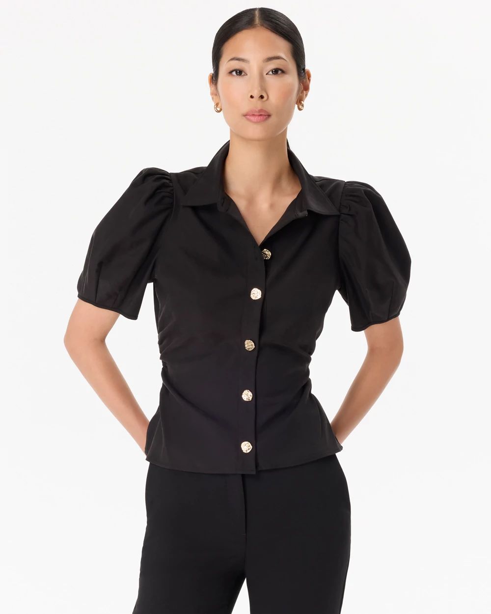 Puff Sleeve Twill Shirt | White House Black Market